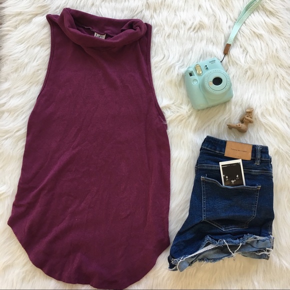 Free People Tops - Plum FP Mock Neck Tank Top